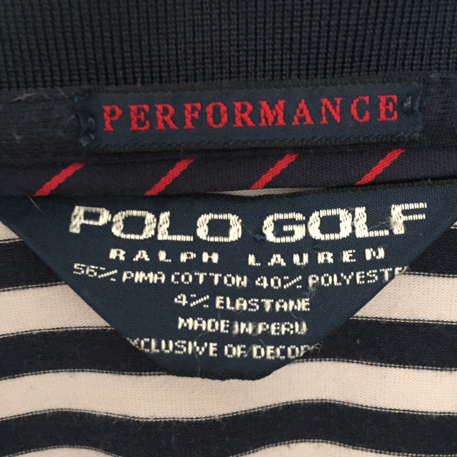 Ralph Lauren Polo Golf Performance Polo Shirt Mens XL Blue, White Sripes