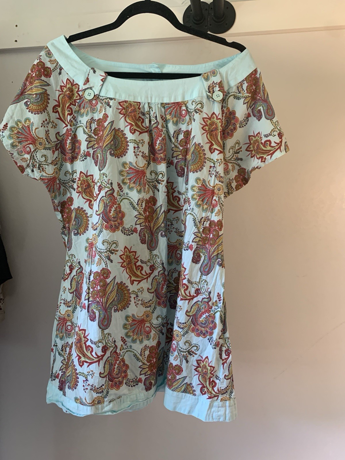 Vintage Attitude Unknown Women’s Light Blue Boho Top 2x Cotton