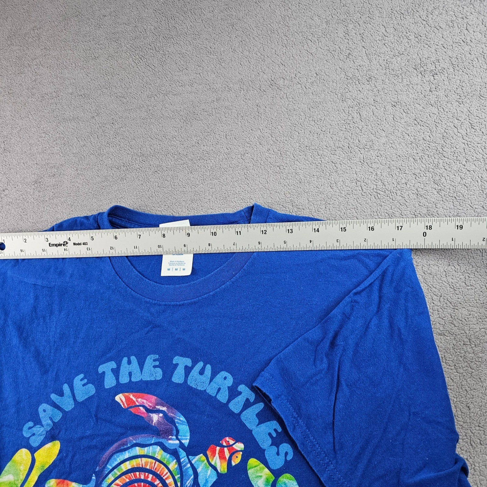Port & Company T-Shirt Youth M Blue Save The Turtles Graphic Crew Neck Pullover