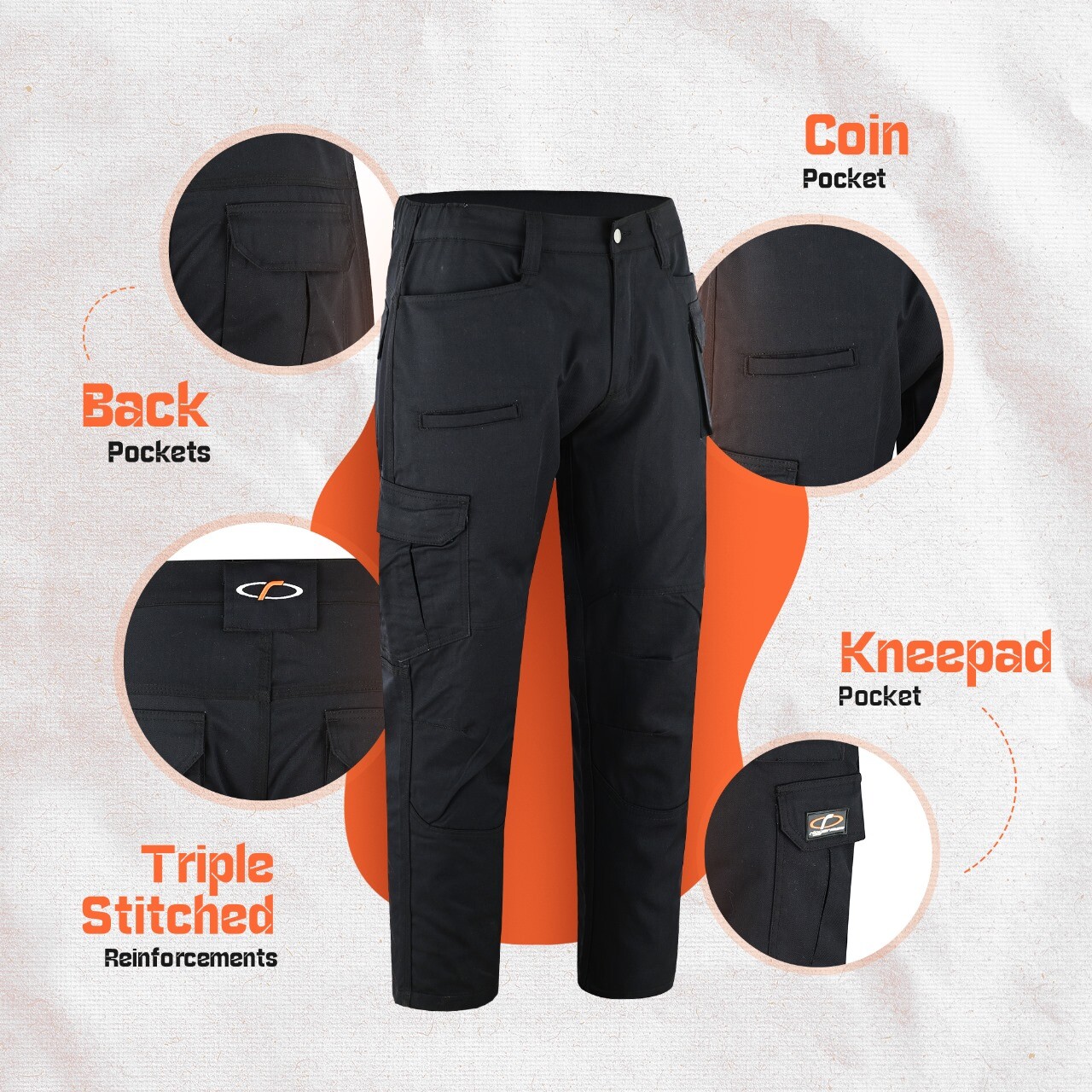 Riggermen Mens Tactical Pants Elasticated Waist Lightweight Hiking Work Pants