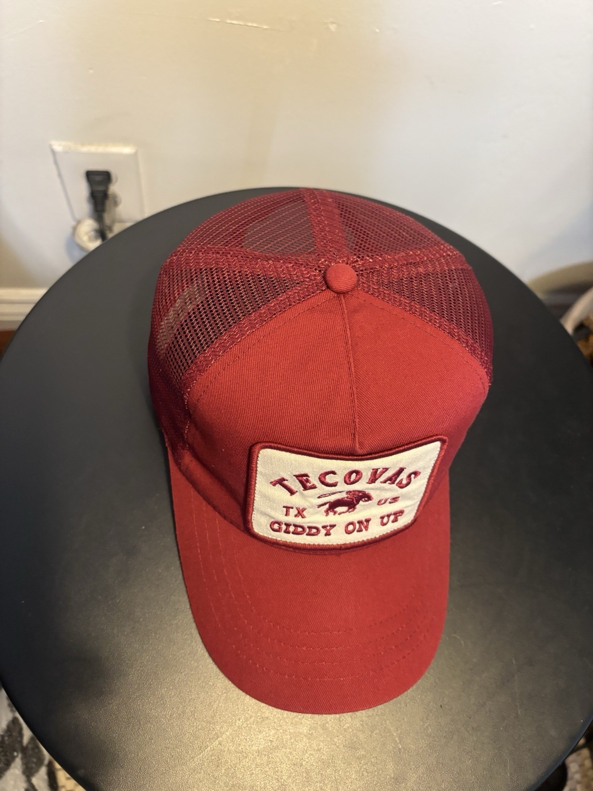 Tecovas Trucker Hat Mens Burgundy Western Ranch Mesh Snapback Cap Giddy On Up