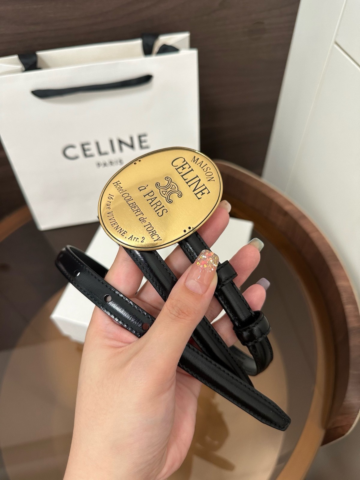 Women’s Celine Black Leather Belt (W: 13mm/0.51in; L: 80/32)