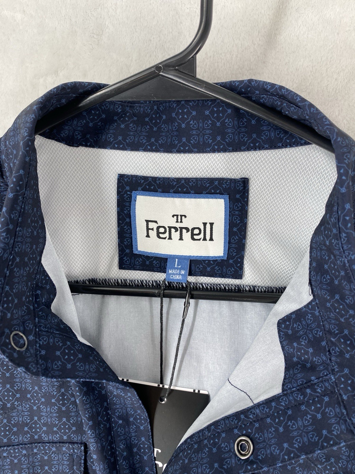 Ferrell Shirt Men’s Large Blue Collin Soft Stretch Western Snap Button NEW $70