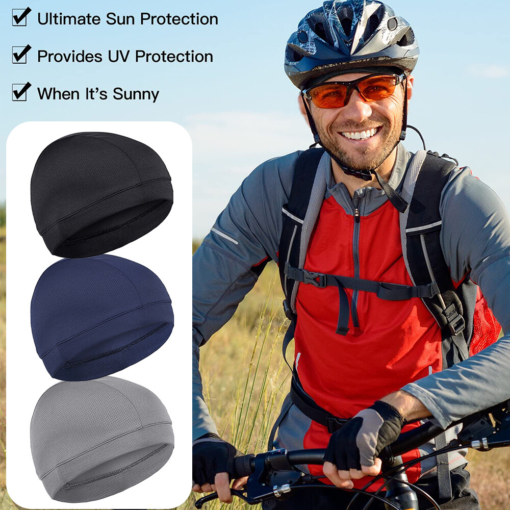 3Pack Men Skull Cap Helmet Liner Beanie Quick Drying Cycling Running Sports Hat