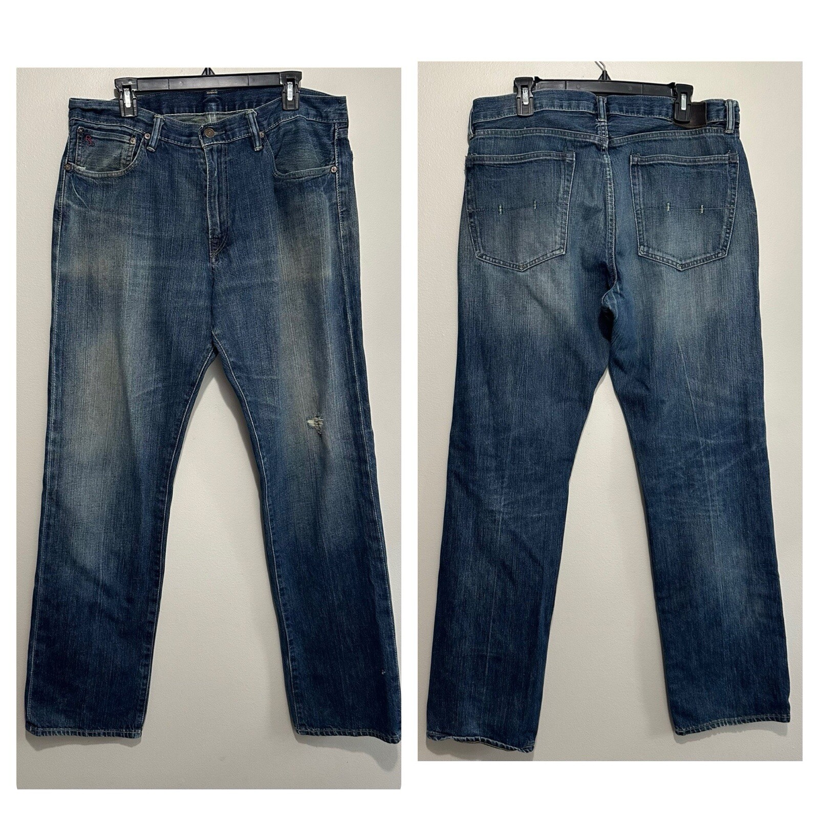 Polo Ralph Lauren RL 67 Jeans Men Sz 36×34 Vintage Denim Distressed Grunge