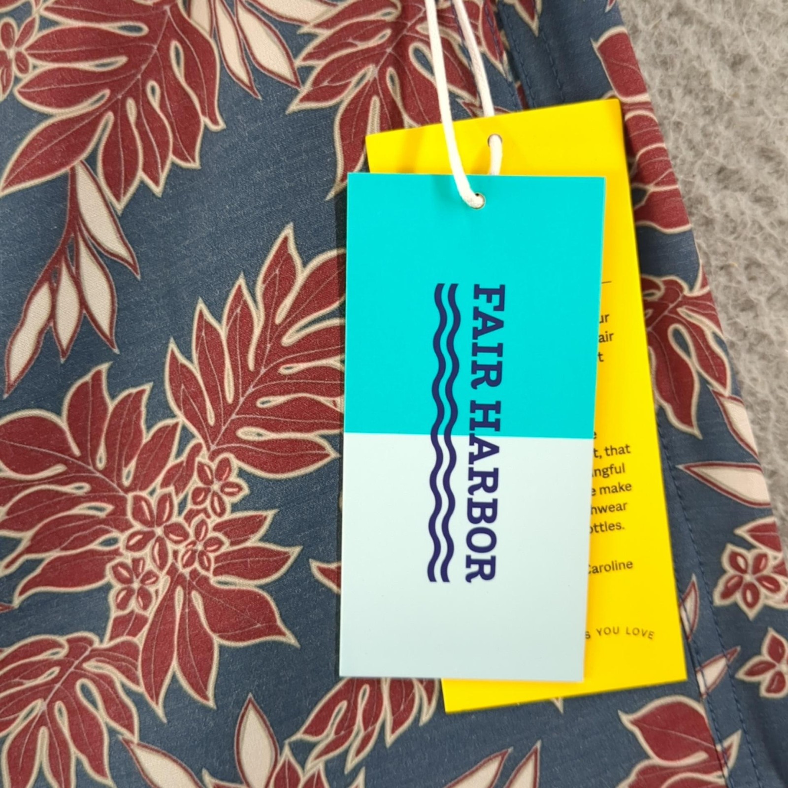 Fair Harbor Shorts Mens Large Blue Bayberry 7 Inch Swim Trunks Lined Drawstring