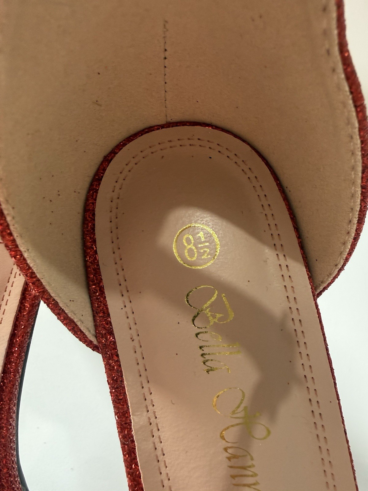 Bata Women Red Glitter Strappy Ankle Strap Open Toe Block Heel Sandals 8.5