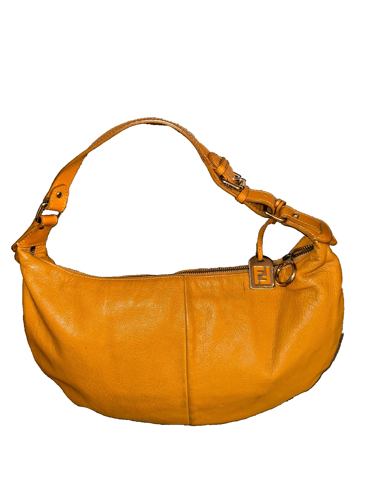 Fendi Half Moon Orange With Gold Hardware Shoulder Hobo Bag