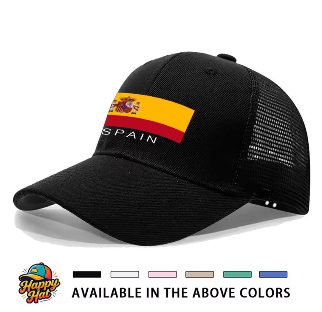 Happy Hat Spain Flag Trucker Hat Black One Size Adjustable Mesh Back Cap