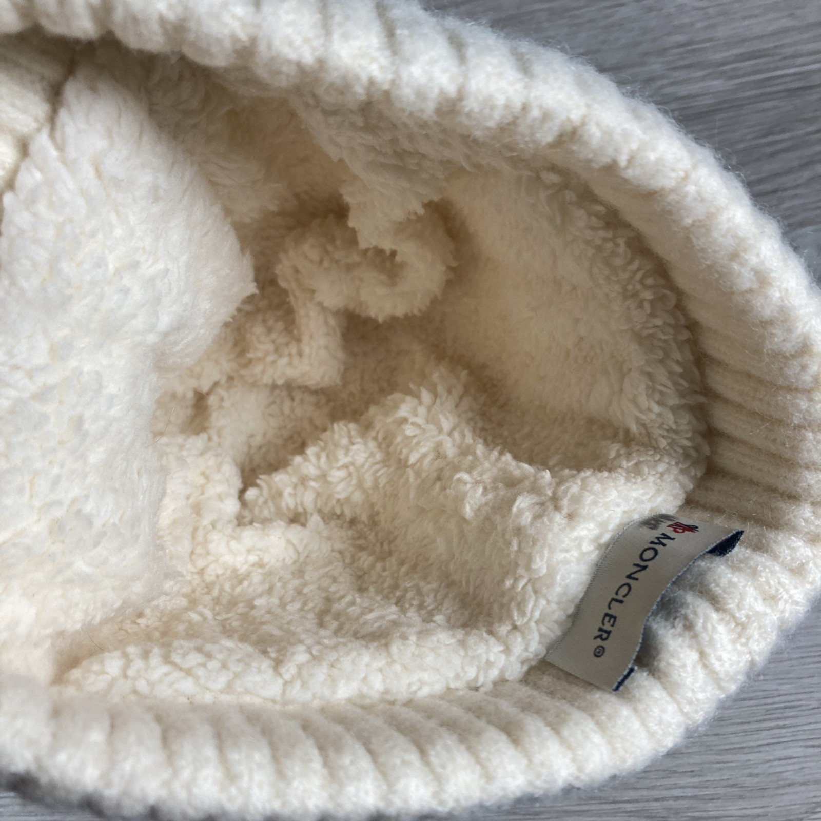 Moncler Beanie Hat Winter Cap Cream/ Off White Fleece Lined Unisex