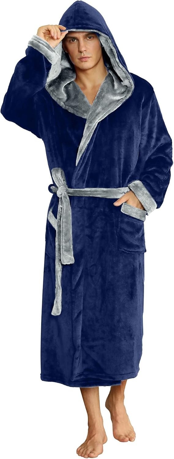 Luxury Plush Hooded Robe Super Soft Robe Warm Plush Hooded BathRobe Fleece Hood