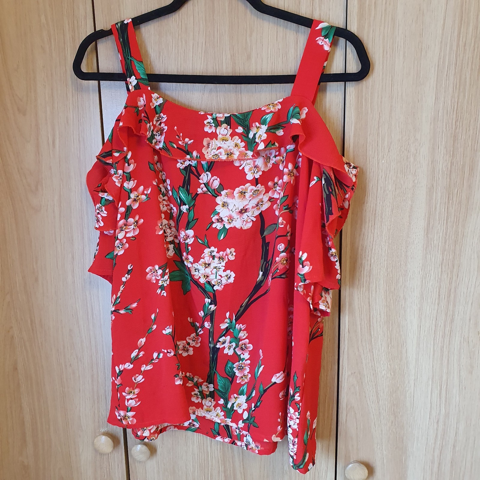 QUIZ Floral Blouse Summer Bohi Romantic Feminine Size 16 Red