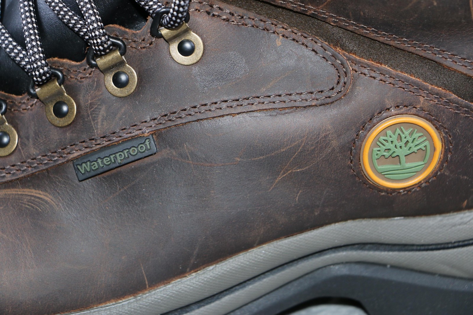 Timberland White Ledge Waterproof Mid Hiker Boots Mens Size 12 Brown Full Grain