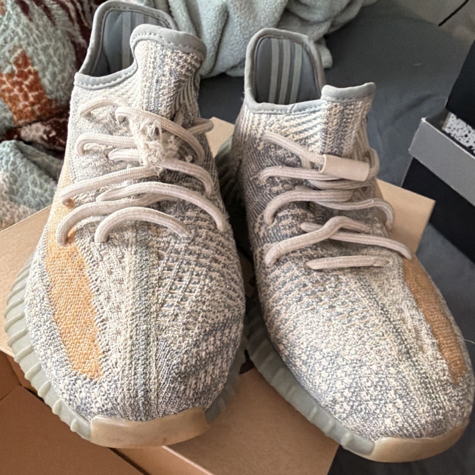 adidas Yeezy Boost 350 V2 Ash Stone Gray Beige Primeknit GW0089 Sneakers Men
