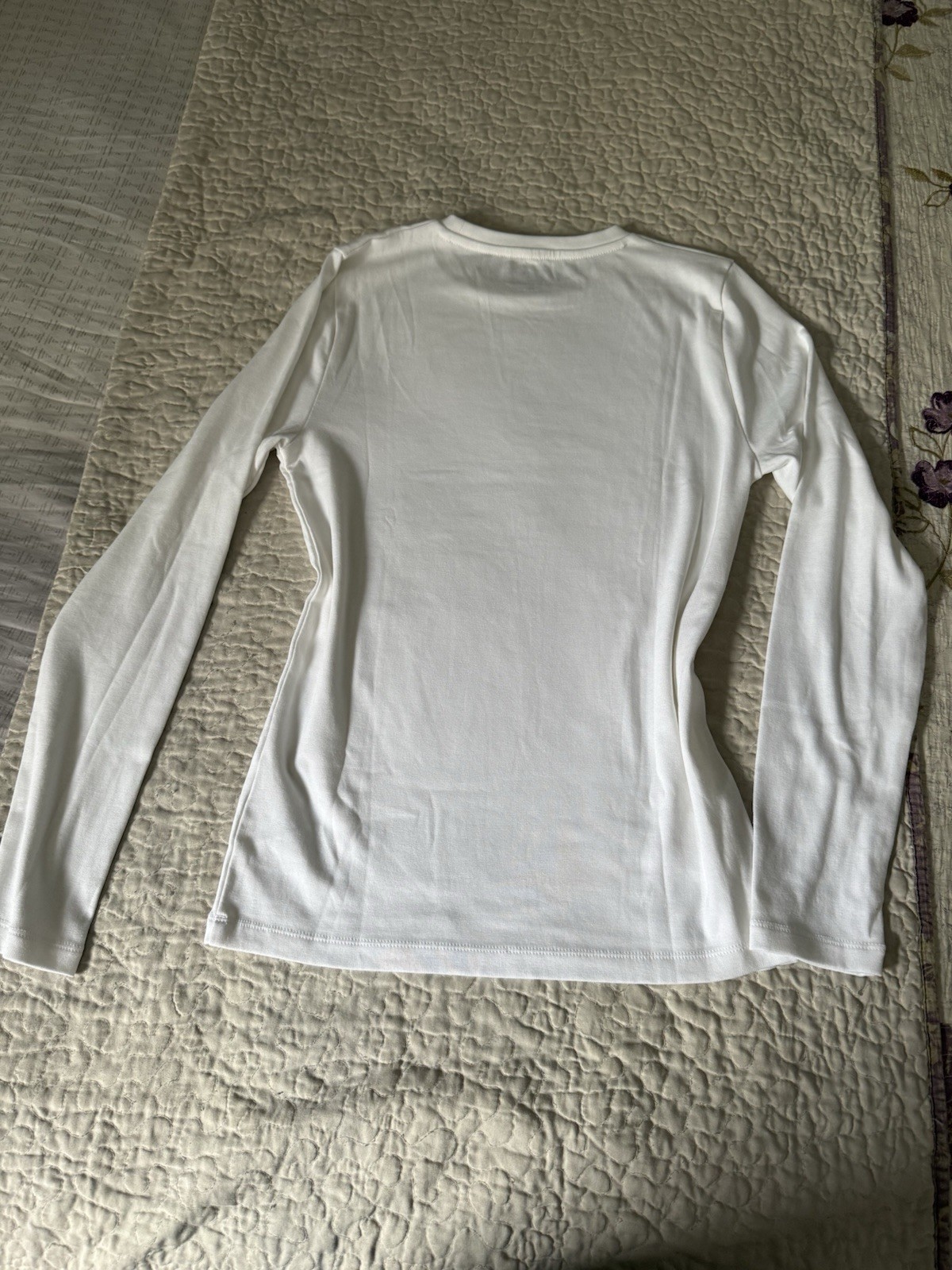 J.CREW Women’s M White Solid Crew Neck Long Sleeve Knit Tee CA961