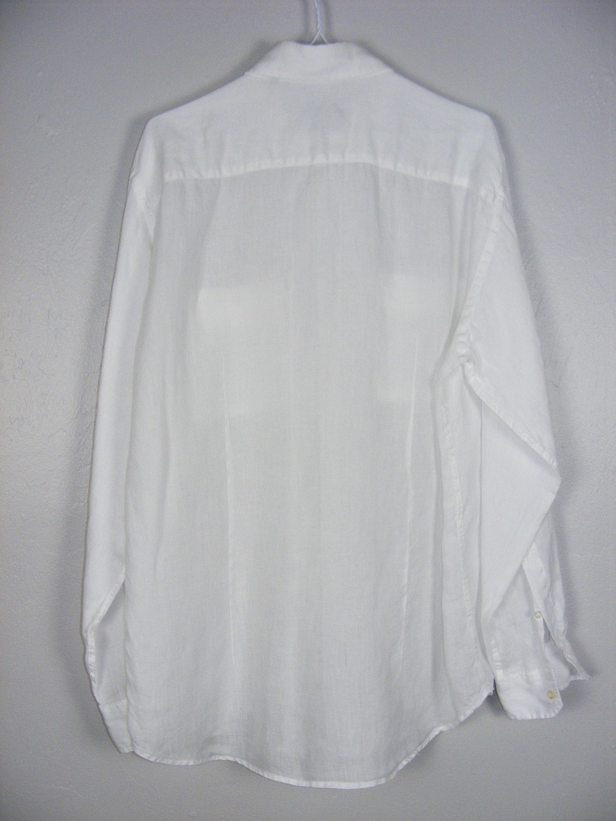 MENS SZ L ERMENEGILDO ZEGNA SPORT 100% LINEN WHITE ROLL UP BUTTON SLEEVE SHIRT L