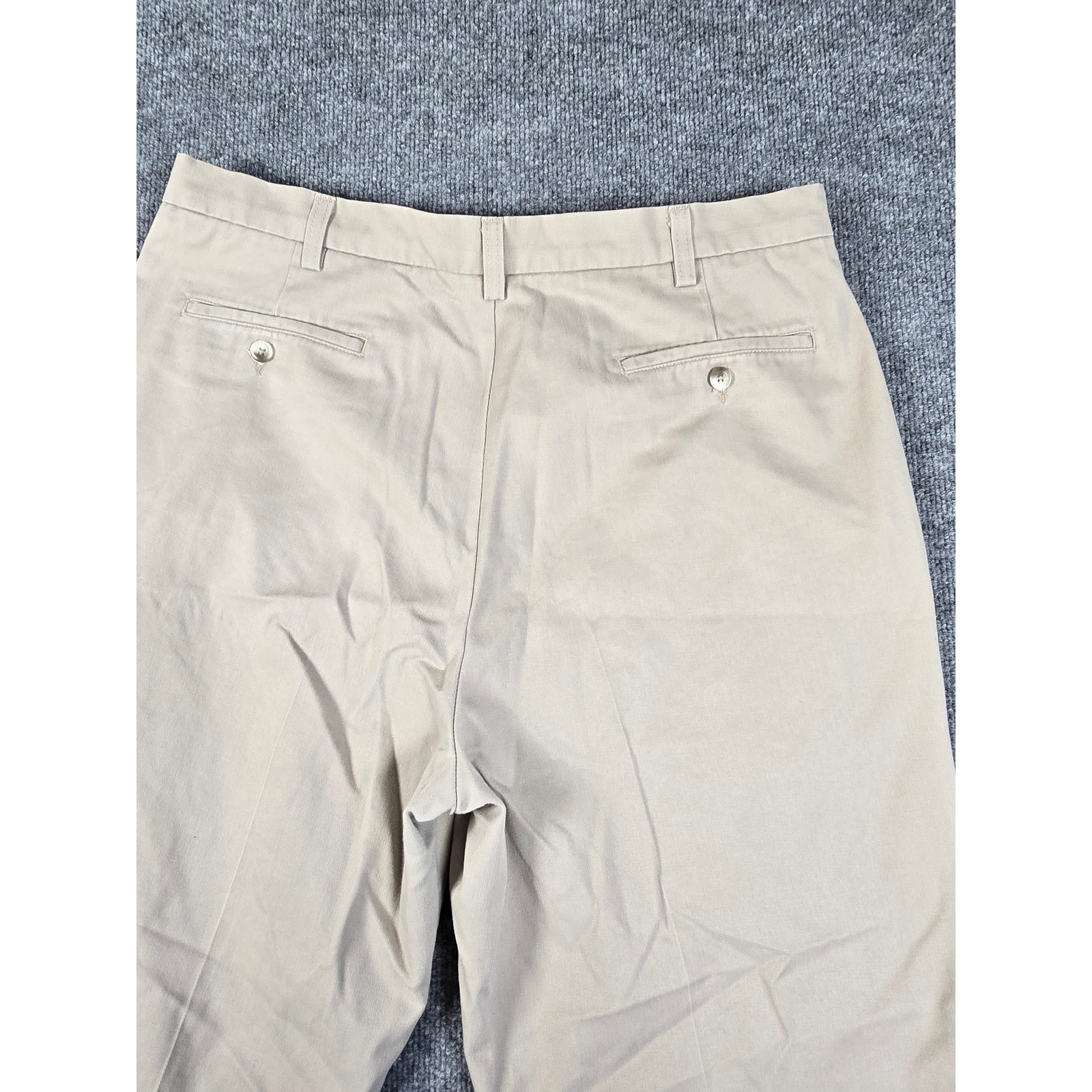 Savane Motion Mens Wheat Khaki Cotton Blend Flat Front Dress Pants 40W x 29L