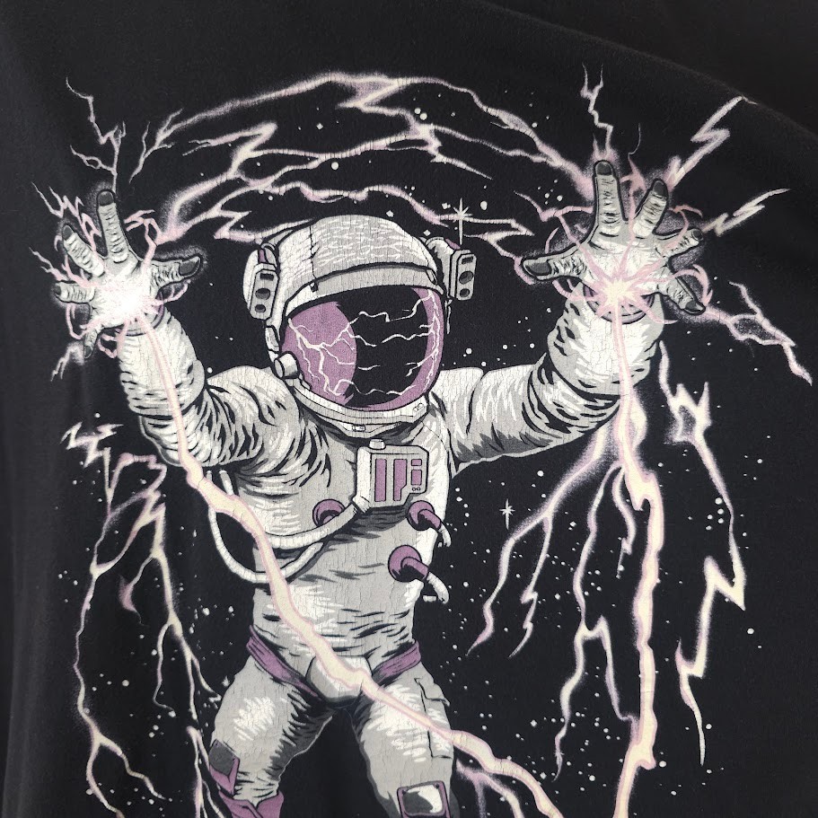 Astronaut T Shirt Mens Size 2XL Black Into The AM Planets Space Travel