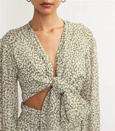 EVARAE Sophia Top in Ditsy Green UK 6/8/10/12/14/16 – Tag