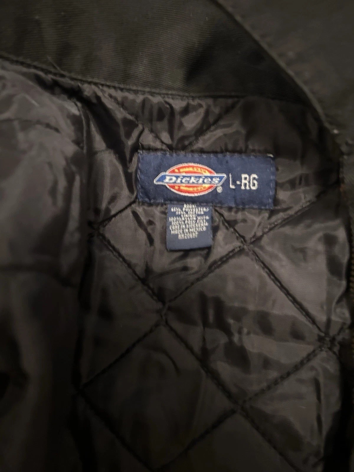 Quilt-lined Dickies Work Jacket In Large Size Used Zipper Does Not Zip Up