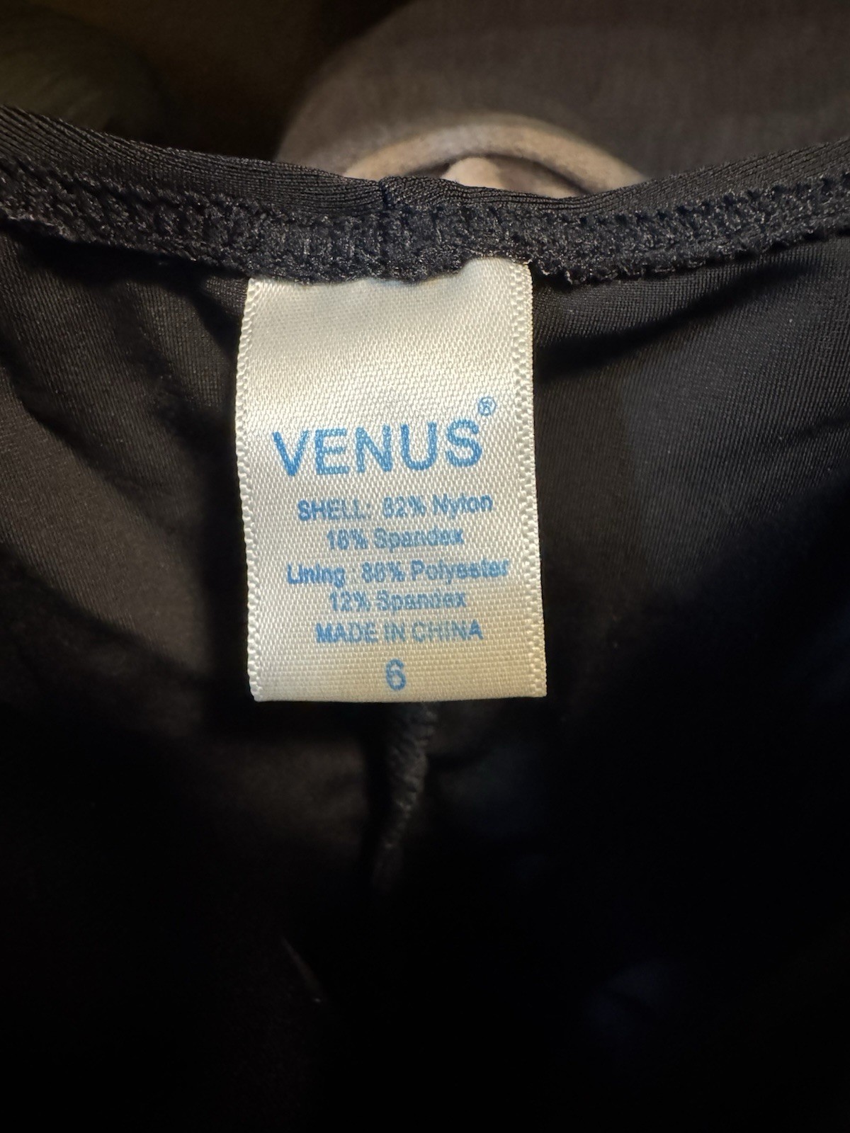 VENUS Black Solid One-Piece Swimsuit Adjustable Straps Regular Size 6