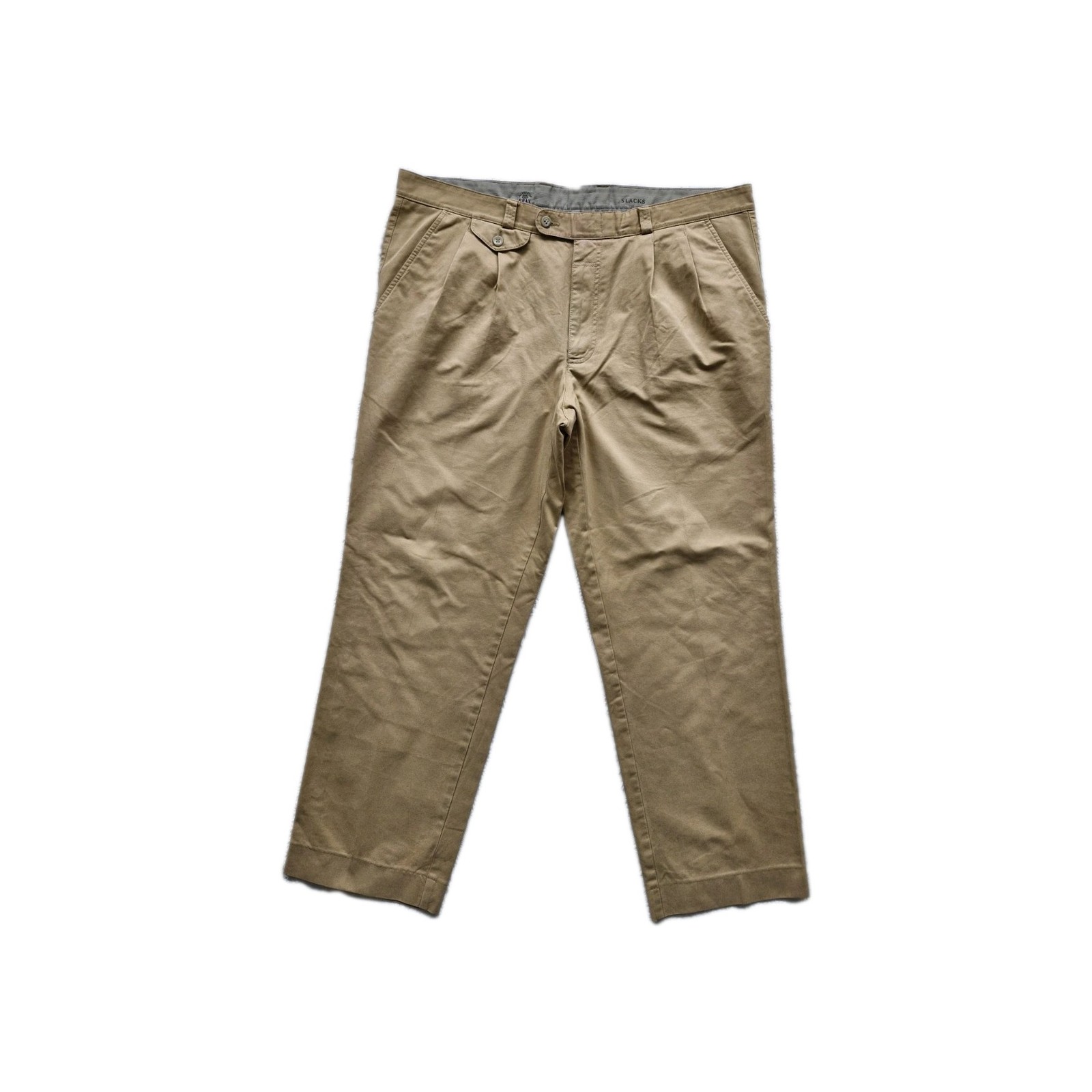 Brax Slacks Chino Trousers Mens Beige Straight Leg Pleated. Size W42″ x L30″