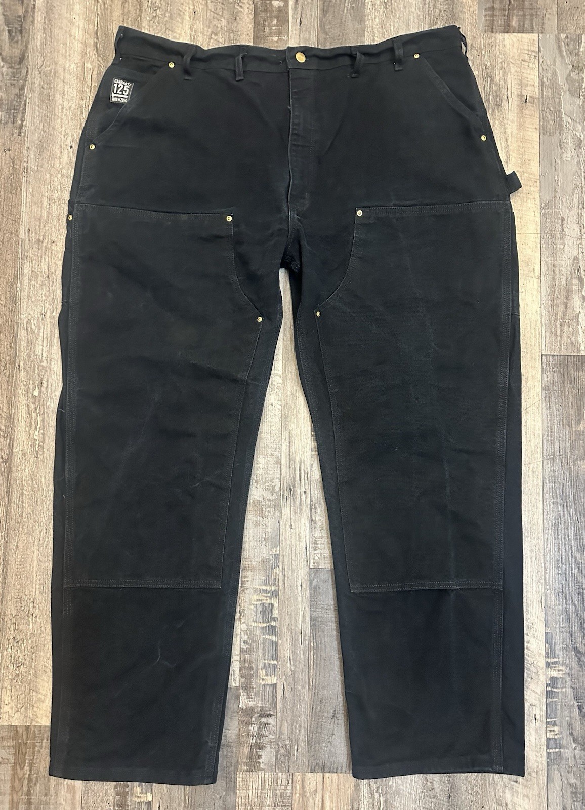 125YR Carhartt USA B01 BLK Men’s 44×32 Duck Canvas Double Front Work Pant Black