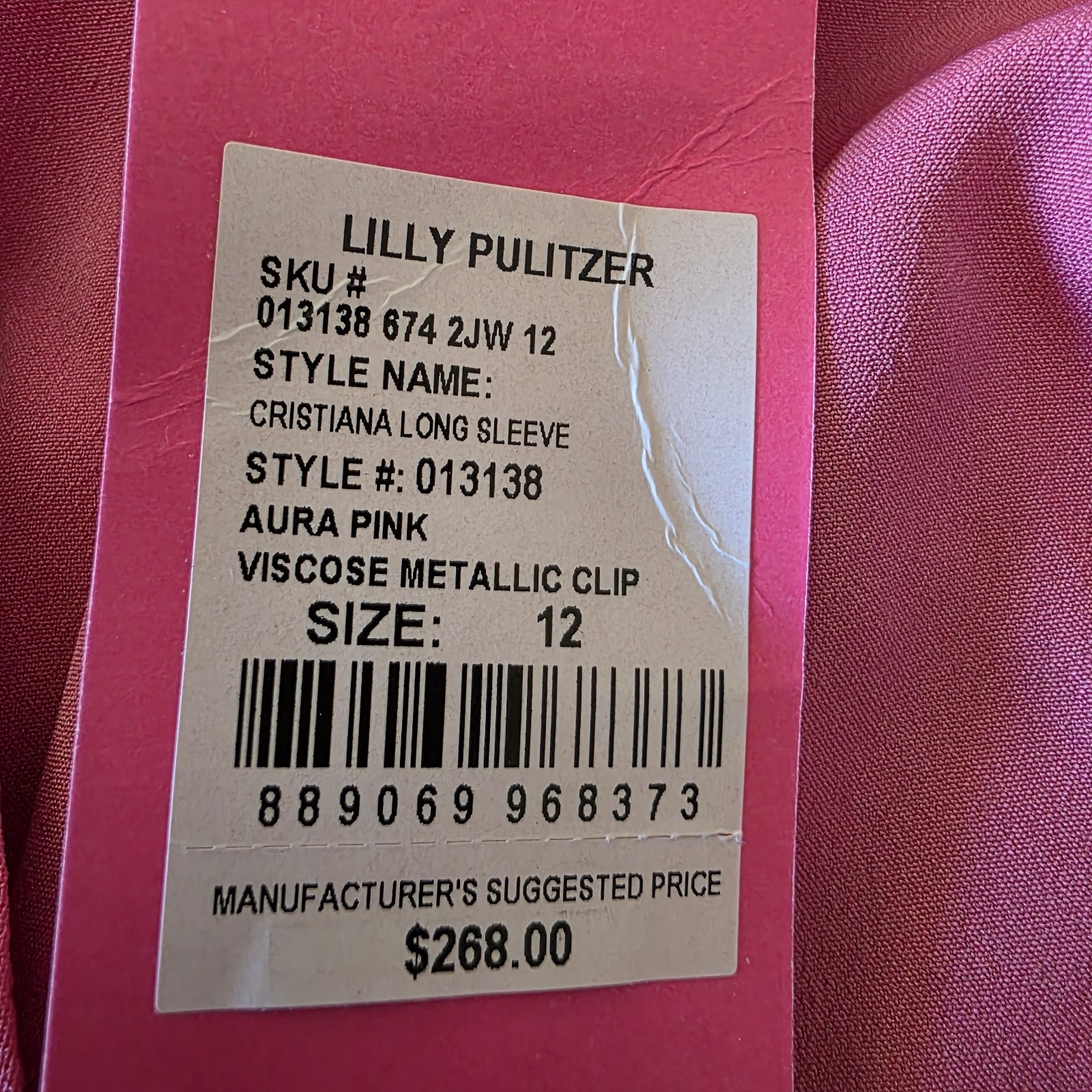 Lilly Pulitzer Cristiana Dress 12 Aura Pink Metallic Clip Dot Ruffle Smocked NWT
