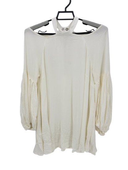 Free People Top Womens Small Ivory Colf Shoulder Balloon Sleeve Flowy Boho Tunic