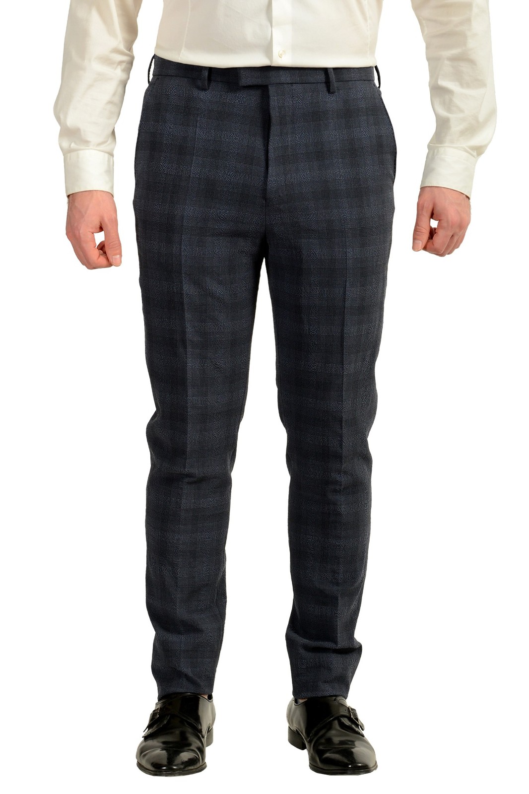 Hugo Boss Men’s “T-Novem/Brite” Plaid Wool Silk Two Button Suit US 40R IT 50R