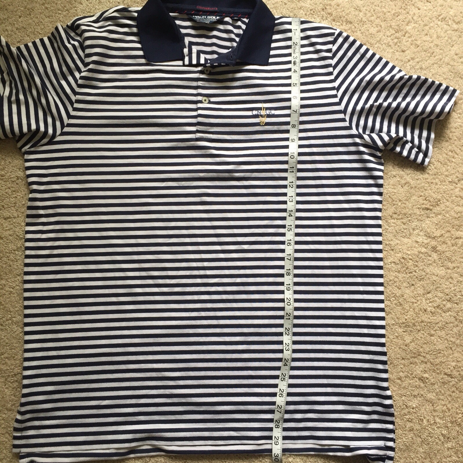 Ralph Lauren Polo Golf Performance Polo Shirt Mens XL Blue, White Sripes