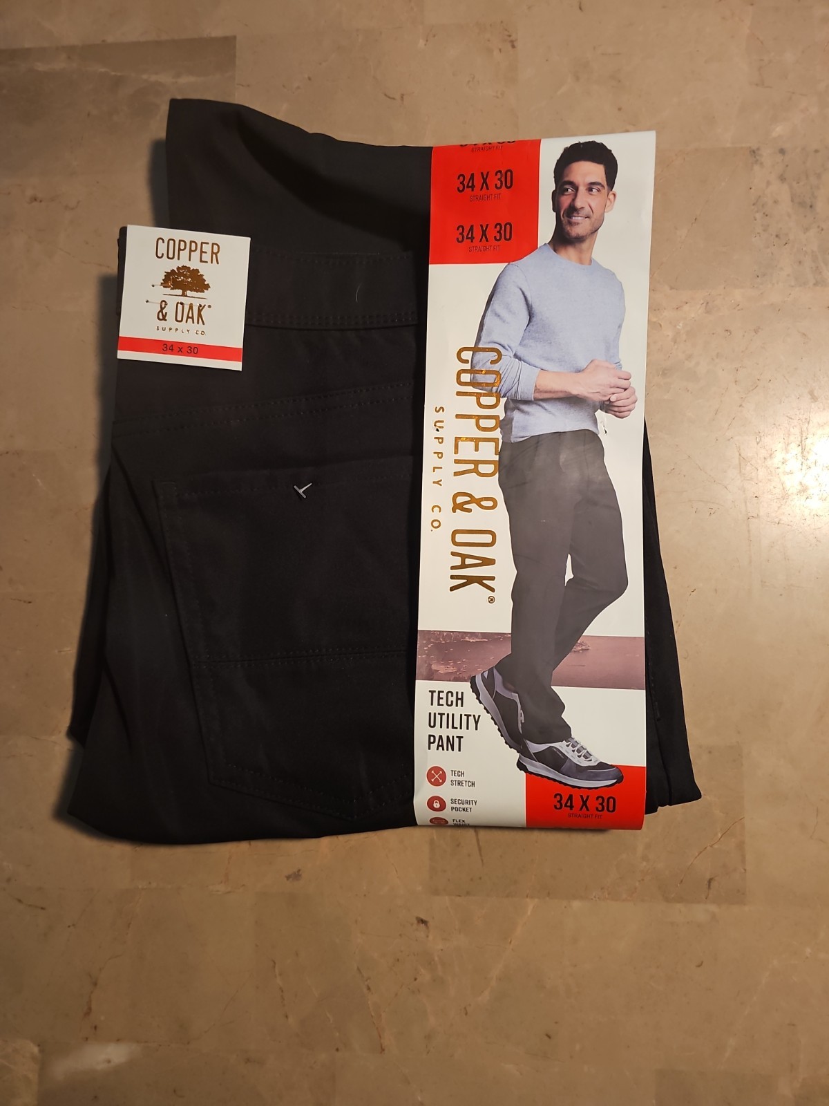 Copper & Oak NWT Men’s 34×30 Tech Utility 5 Pocket Pants Rayon Black NWT