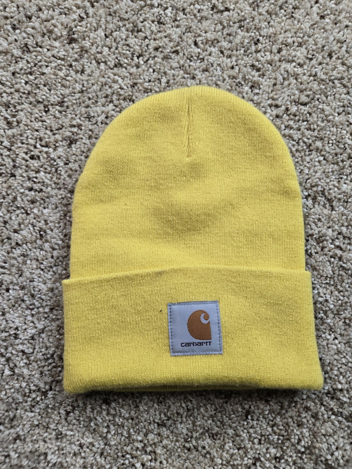 Carhartt Beanie Hat Yellow Knit Ribbed Stretch Cuffed A18 Y27 OSFA