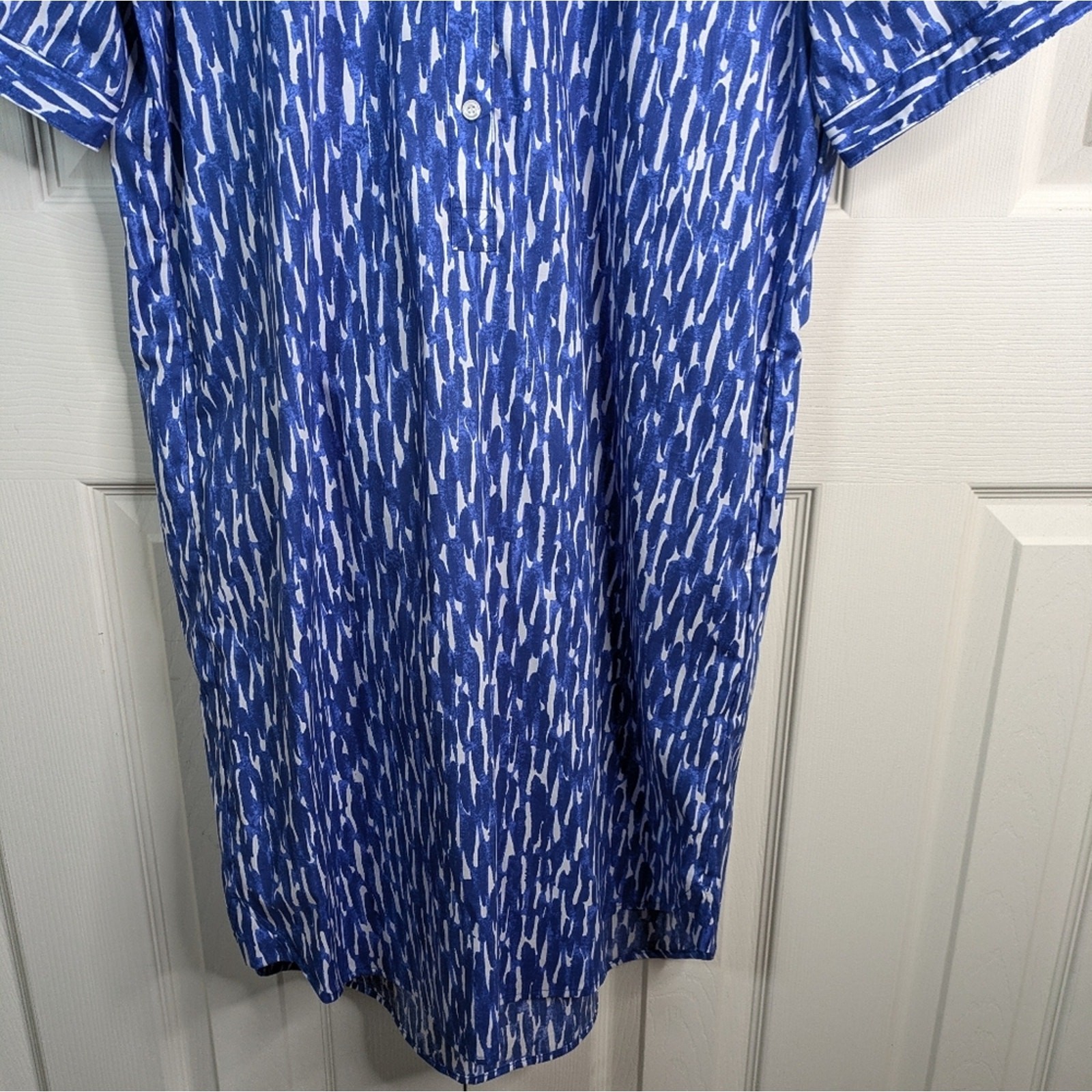 NEW J. McLaughlin Arissa Collared Popover Dress Medium Blue Coastal Preppy Resor