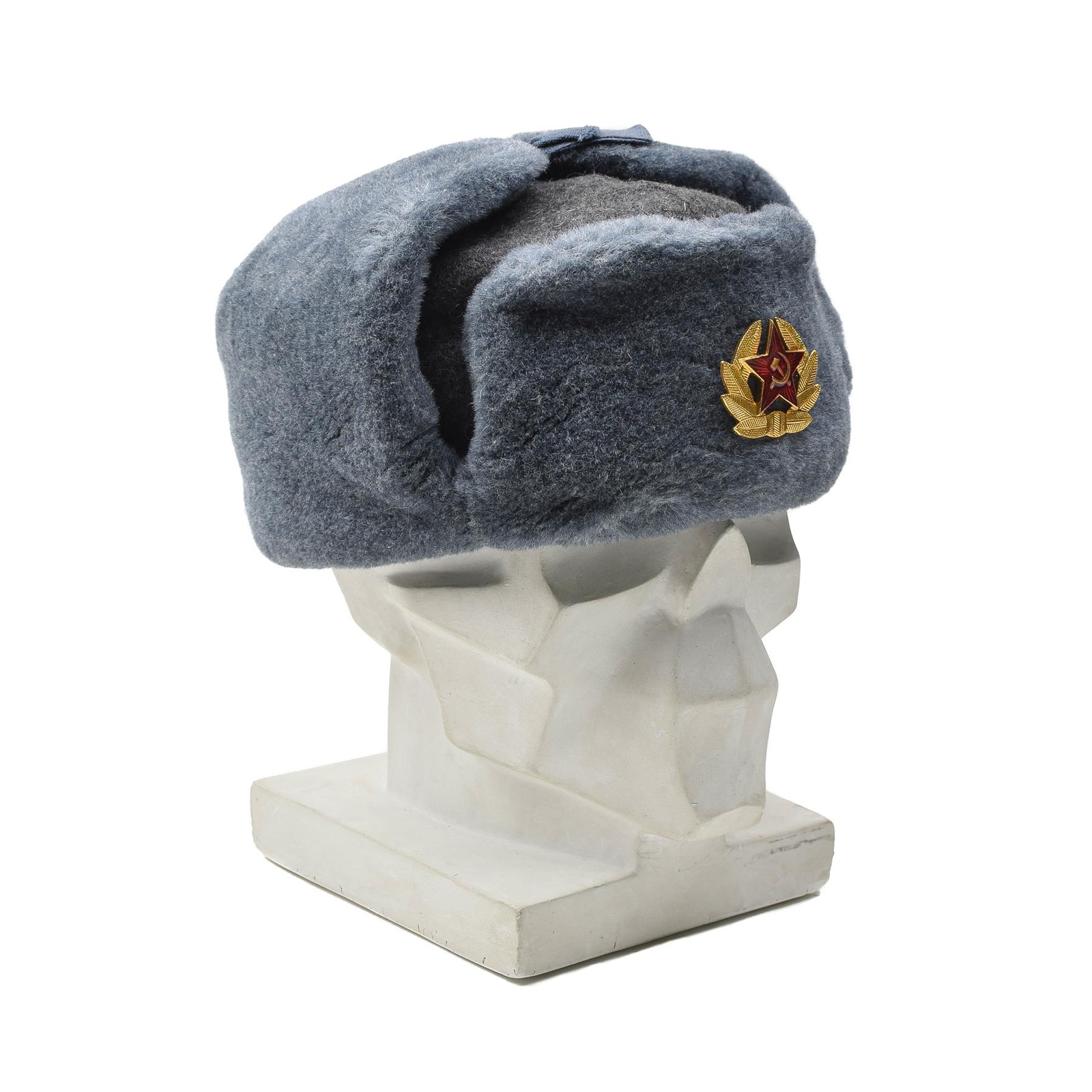 Original Russian Federation army ushanka winter hat ear flaps faux fur gray NEW