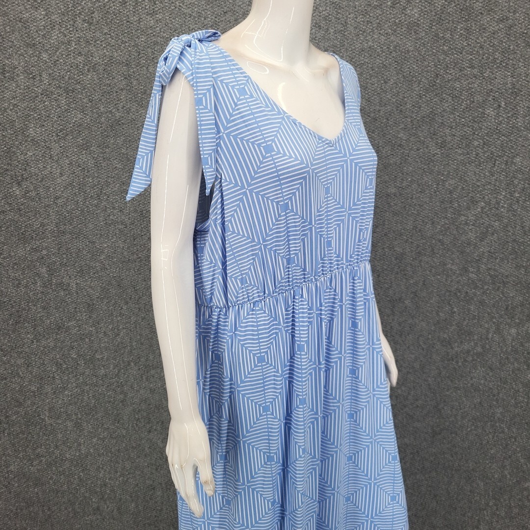 Stan Herman Silky Jersey Lounge Maxi Gown Dress X-Large Size Blue Top w Pockets