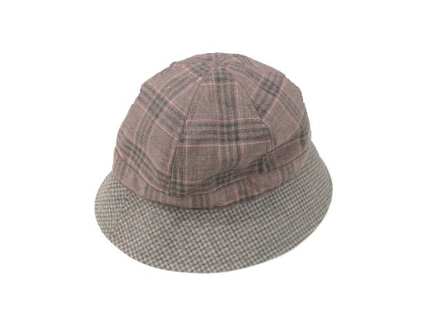Paul Smith 23SS Check Bucket Hat Gray Pink Wool 6cm Brim 22in Head 56cm