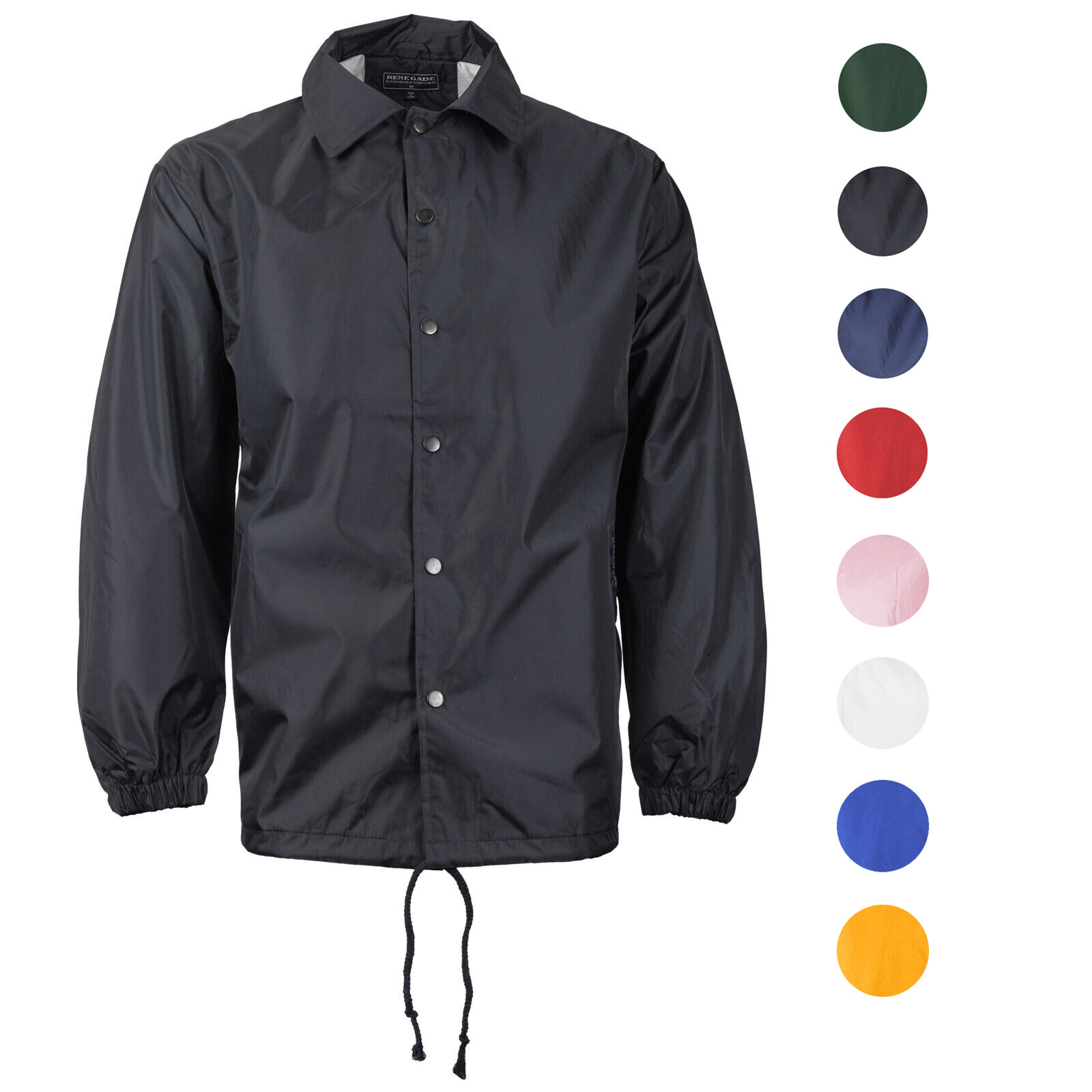 Men’s Lightweight Water Resistant Button Up Windbreaker Coach Jacket