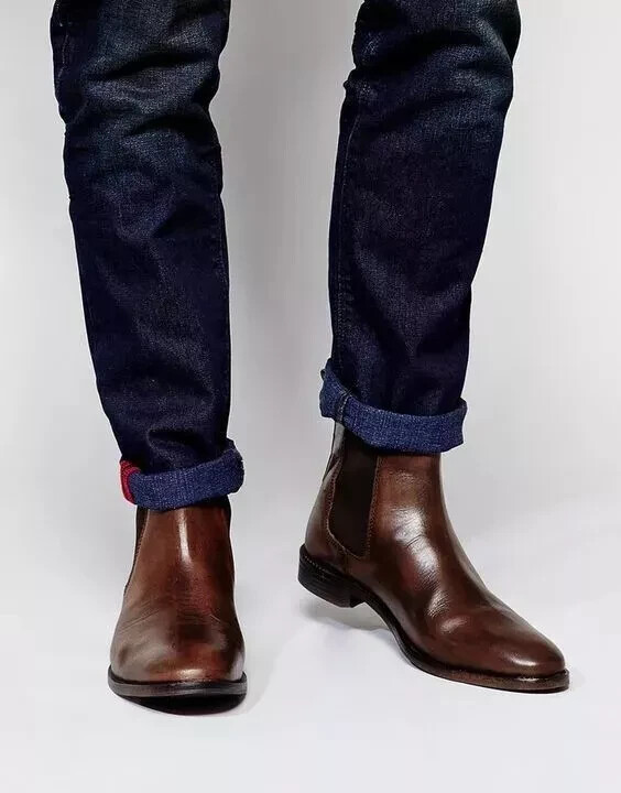 Handmade Men’s Brown Color Chelsea Boots, Men Brown Leather Boots For Men 8-9-10