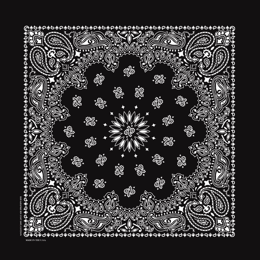 Carolina Creative Bandanna (Black) Paisley Print 35″ x 35″ Hav-A-Hank x-Large