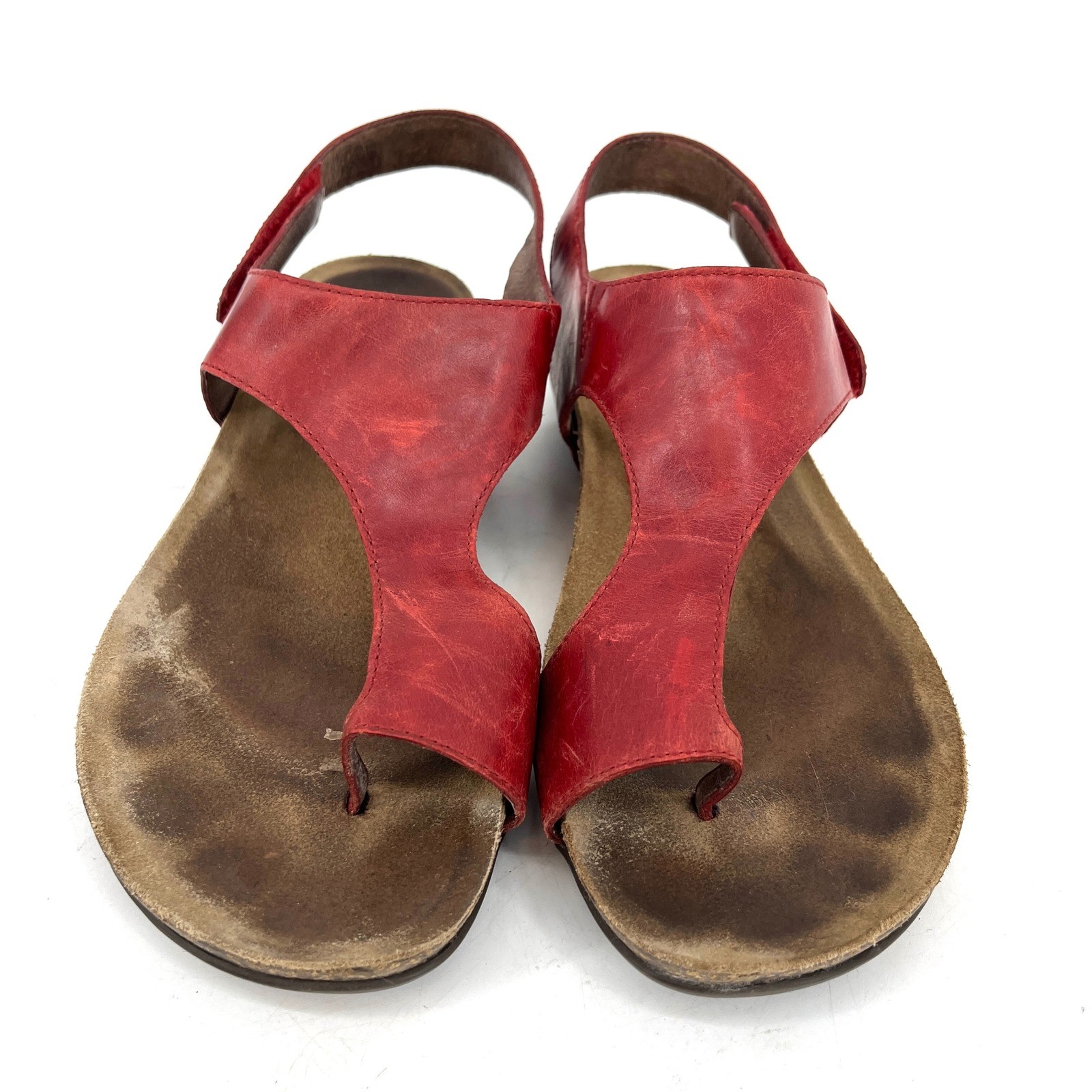 Dansko Red Leather Reece Thong Strap Cork Footbed Sandals Women’s EU40 -US 9.5