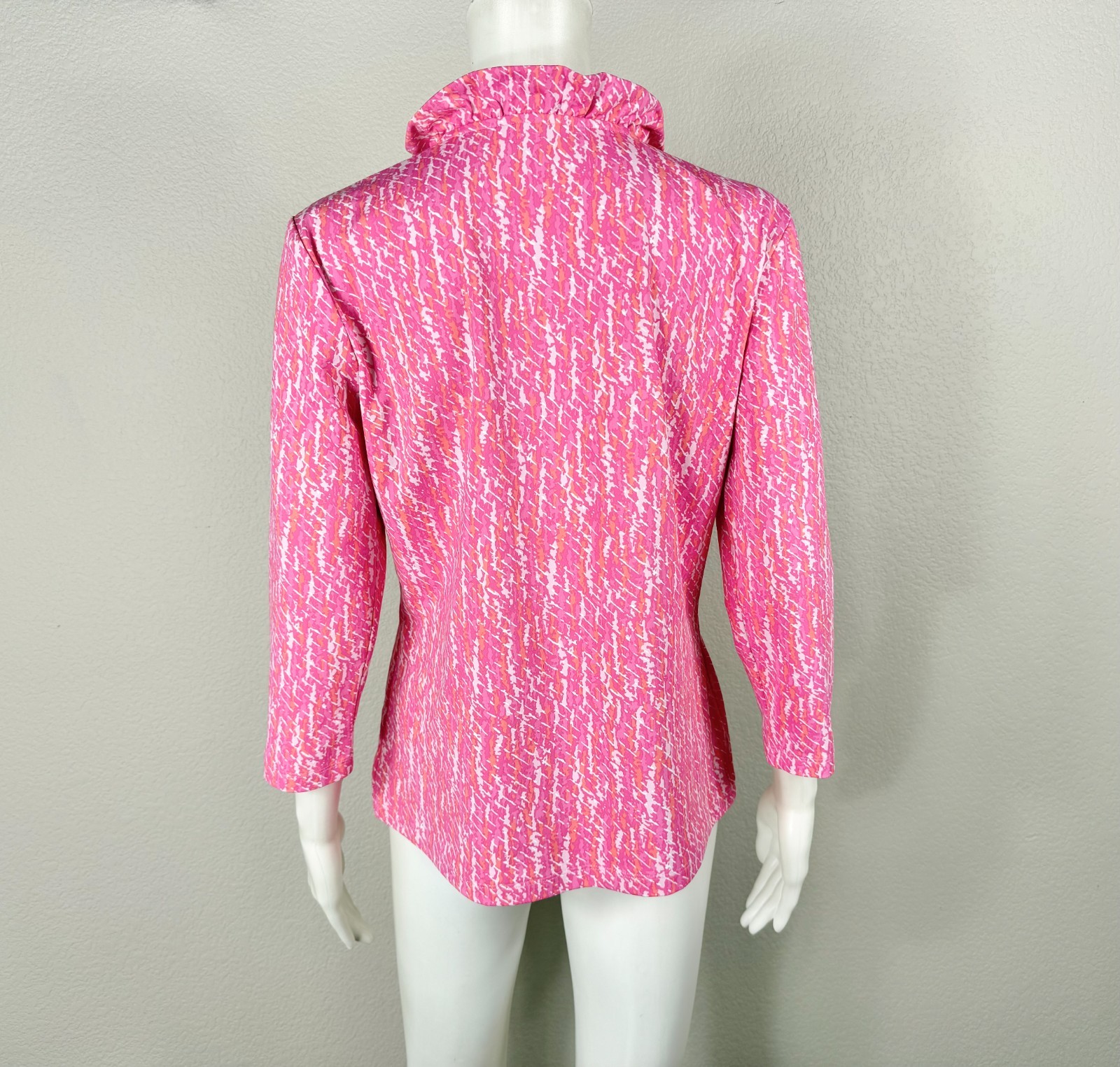 J. MCLAUGHLIN Durham Top Catalina Cloth Ruffle Hot-Pink Print Large – NTSF