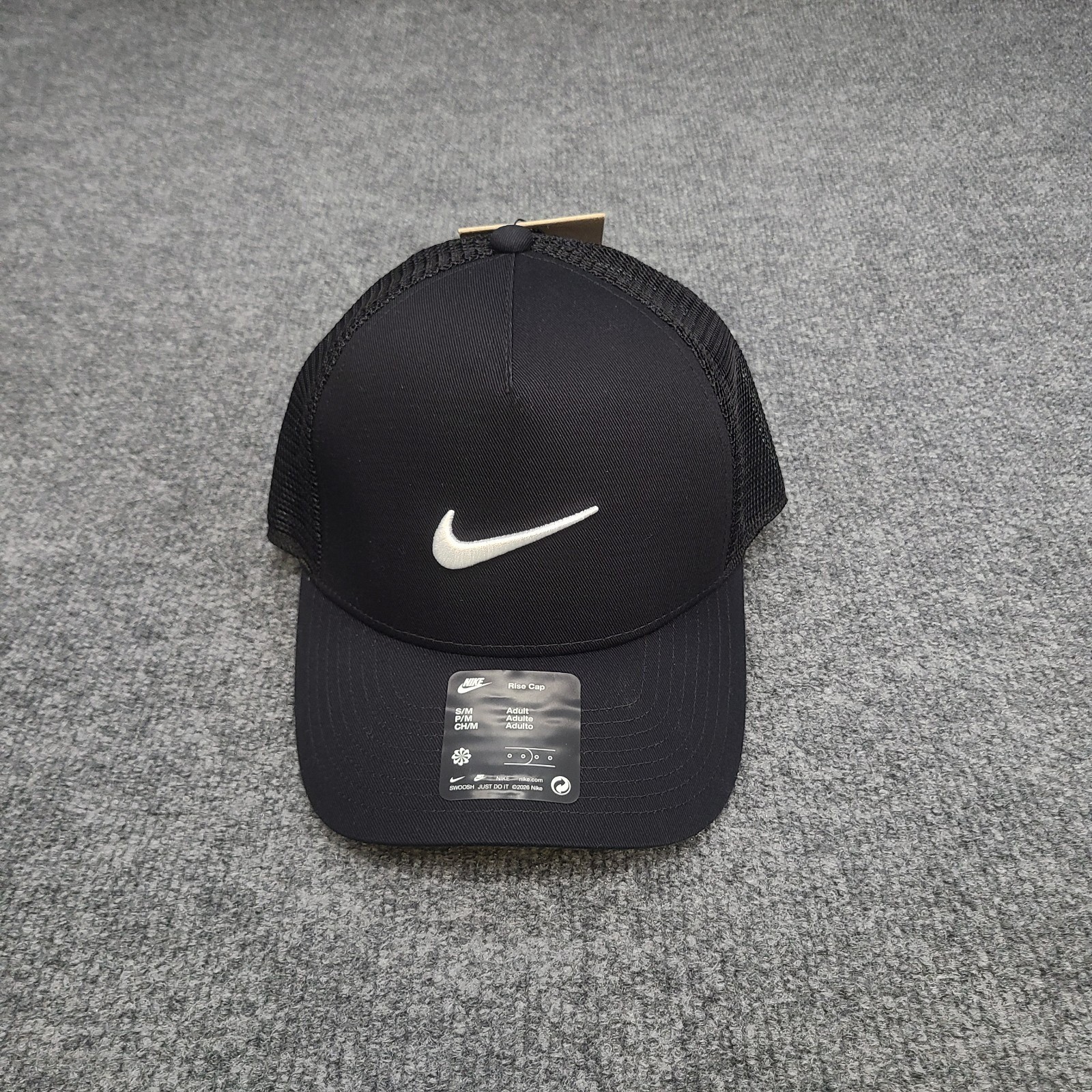 Nike Hat Rise Cap Snapback M/L Black Structured Trucker Adult Unisex II1314 010