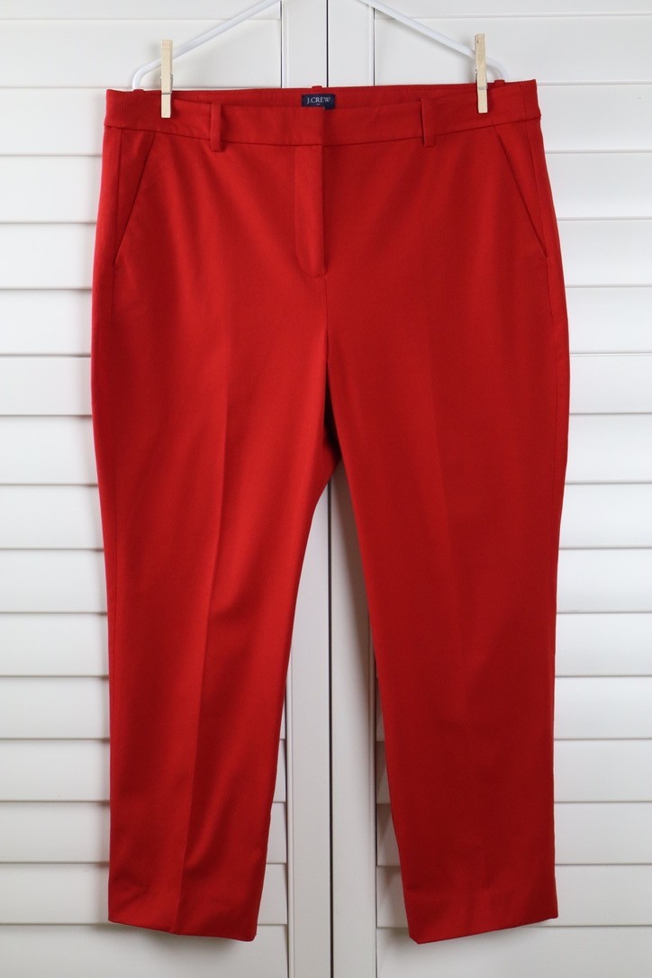 J.CREW Factory NWT $98 Solid Red Kallie Cotton Blend Straight Leg Pants Size 16