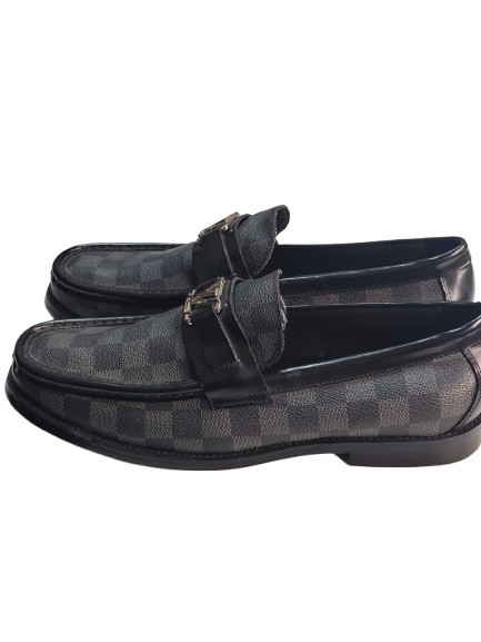 Louis Vuitton Damier Graphite LV Buckle Loafers Size 40 EU / 7 US Made in France