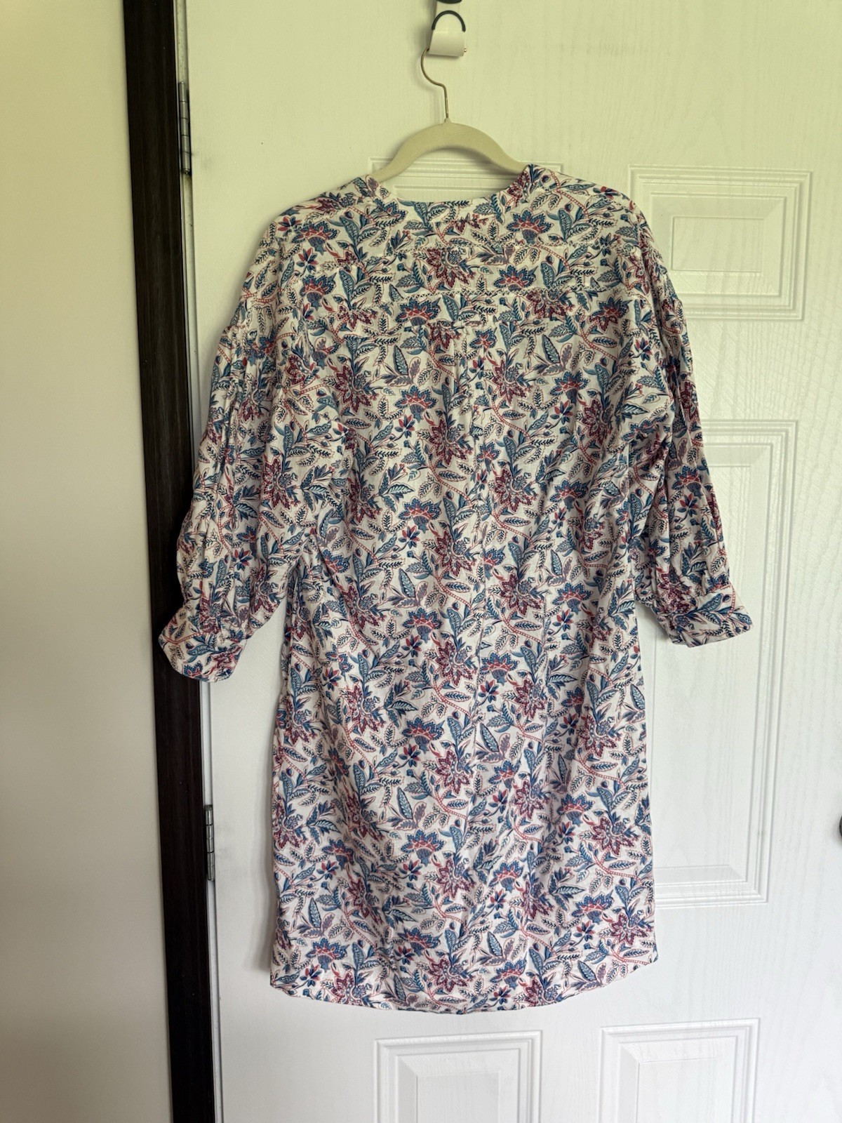 J. McLaughlin nylee white blue floral print linen shift dress