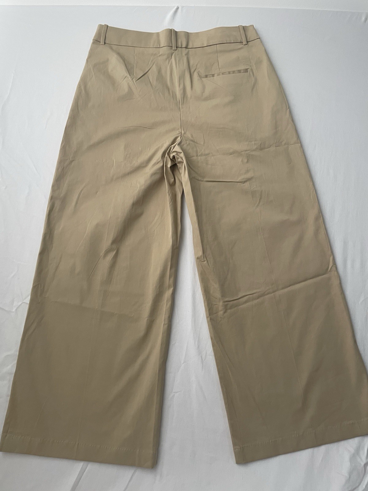 MNG Women’s Beige Pleated High Rise Wide-Leg Khaki Pants, Size 10