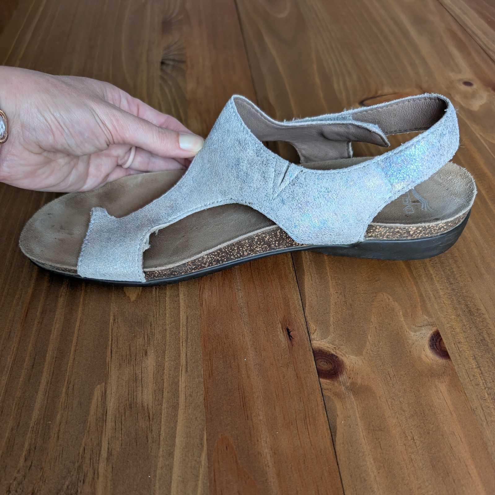 Dansko Reece Sandals Womens 42 US 11.5-12 Leather Toe Loop Pearl Iridescent