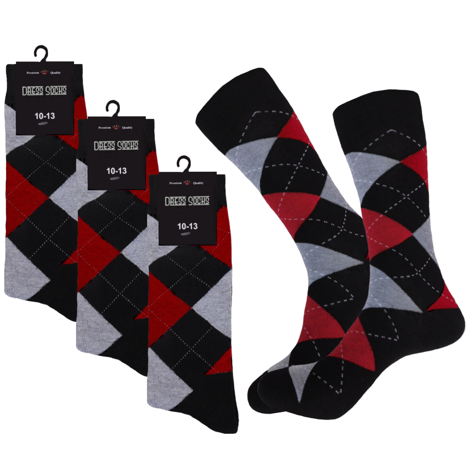 1-3 Pair DIAMOND ARGYLE Pink Purple Red Ladies COTTON Dress Socks 9-11