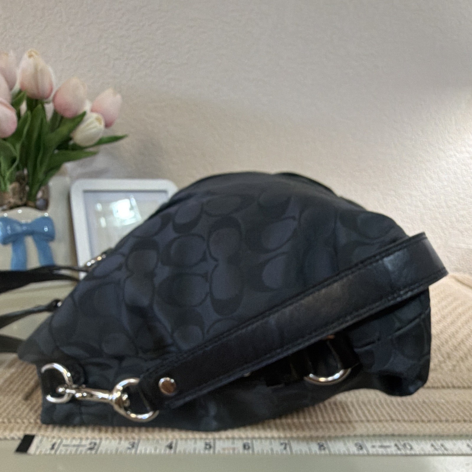 Coach Black Logo Satchel Top Handle Detachable Crossbody Zip Snap Inner Pockets